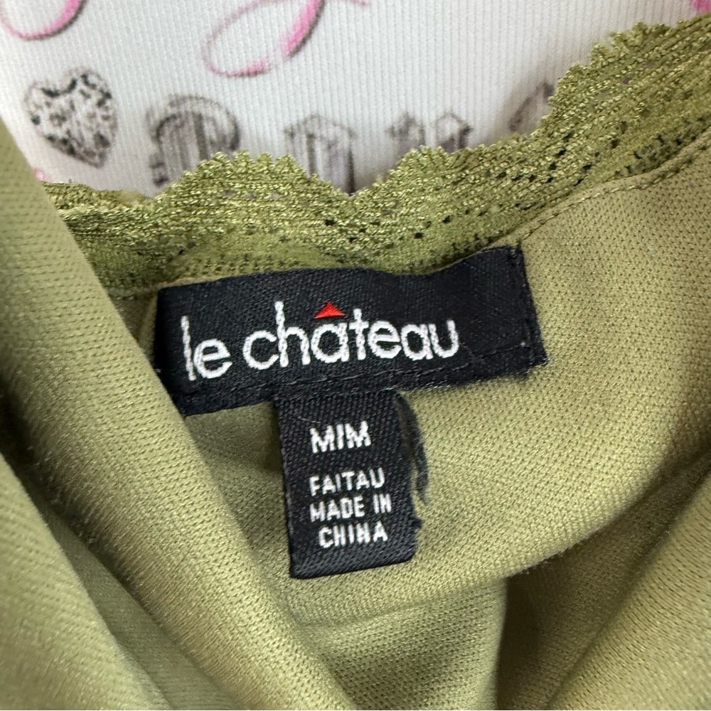La chateau strapless top Olive Green shirt sequin Lace Cowl Neck Tank Top - Picture 8 of 11